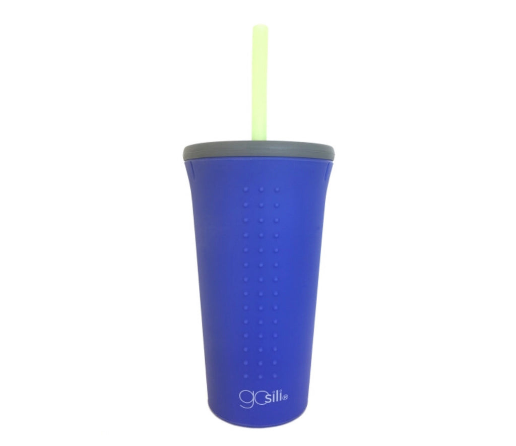 Silikids Silicone Straw Cup - 12oz - Blue